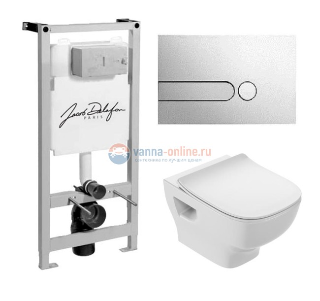 Инсталляция Jacob Delafon с безободковым унитазом Jacob Delafon Struktura EDF102-00, сиденье микролифт клавиша хром, комплект 322612 Инсталляция Jacob Delafon с безободковым унитазом Jacob Delafon Struktura EDF102-00, сиденье микролифт клавиша хром, комплект 322612