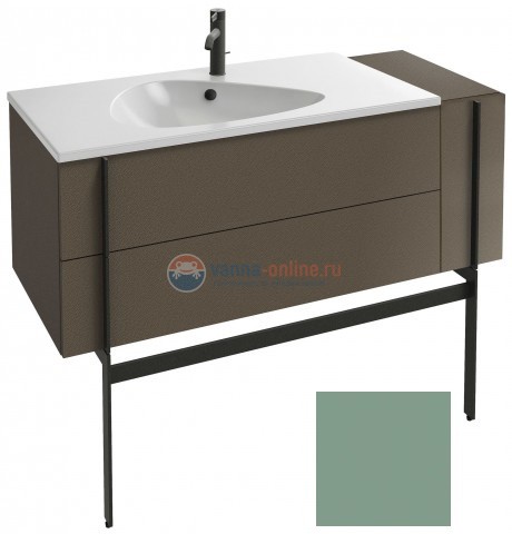 Тумба под раковину Jacob Delafon Nouvelle Vague 120 EB3034-G95, 3 ящика, с выступом, цвет - оливковый глянцевый