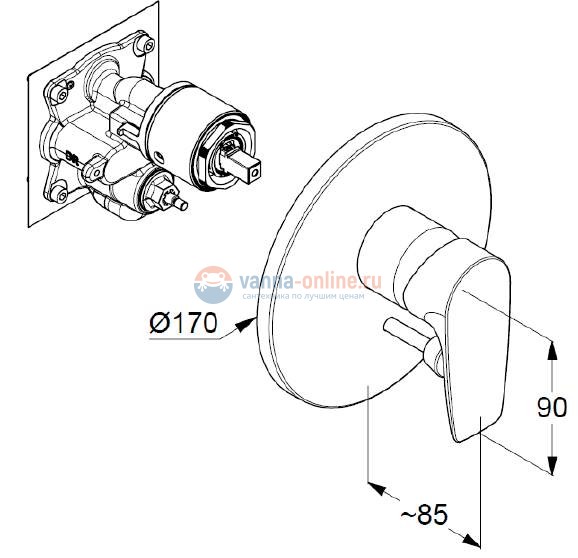 Смеситель для ванны и душа Kludi Pure&Solid 346500575