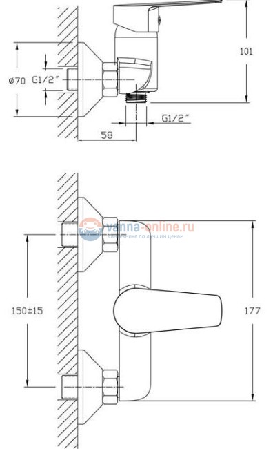Смеситель для душа Rush Disco DI6935-63, хром