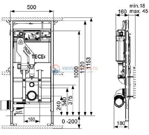 Инсталляция TECE Lux 400 9600400 для унитаза