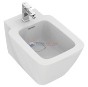 STRADA II Подвесное биде, 1 отверстие под смеситель, с отверстием перелива, с керамической накладкой слива (T854601), с крепежом для полностью скрытого монтажа