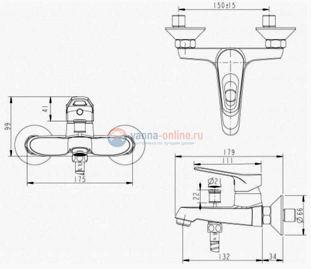 Смеситель Bravat Eco-D F693158C-B для ванны и душа