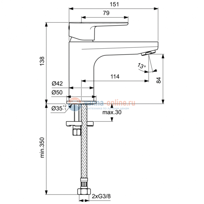 Смеситель для раковины Ideal Standard CERAFINE MODEL O BC696AA
