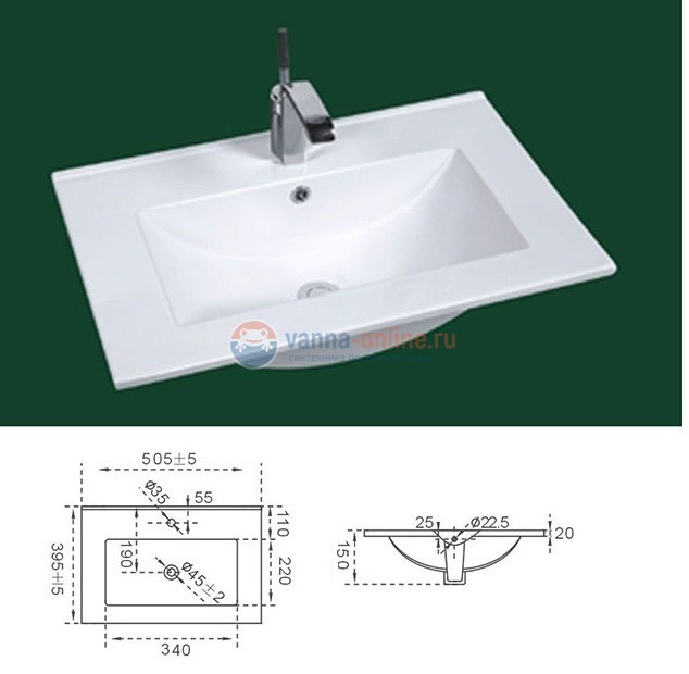 Раковина CeramaLux Серия N YJ-803 - 50, белый Раковина CeramaLux Серия N YJ-803 - 50, белый