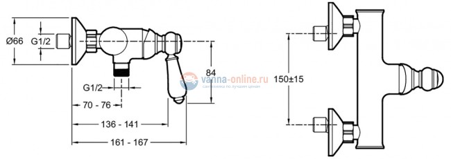 Смеситель Jacob Delafon Louise E24362-CP для душа, хром/белый