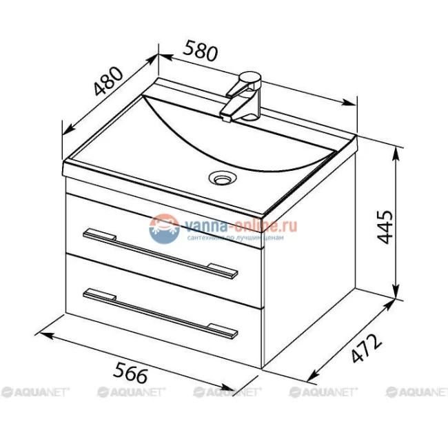 Тумба под раковину Aquanet Нота 58 (005) 00171483, цвет белый
