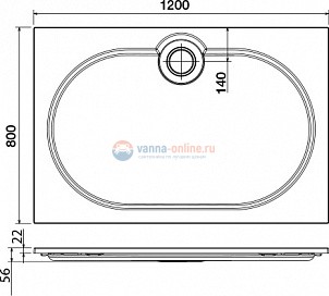 Поддон душевой Cezares Tray TRAY-S-AH-120/80-56-W, 120 х 80 см, белый, из искусственного камня