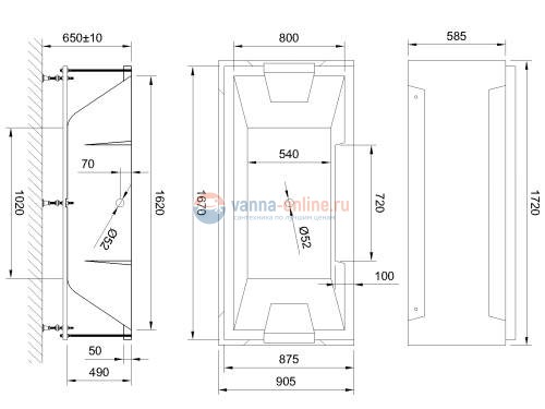 Акриловая ванна Royal Bath Triumph RB665101 170 х 87 см в сборе