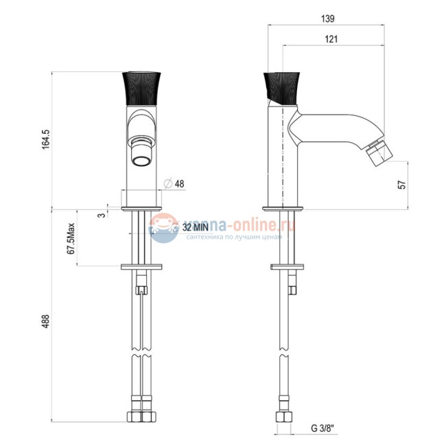 Domus смеситель для биде, матовое золото PVD