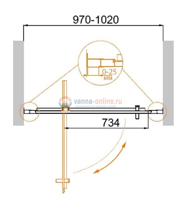 Душевая дверь Cezares Molveno-BA-1-100-C-Cr-IV, 100 х 190 см, стекло прозрачное,  хром