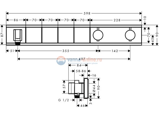 Смеситель для душа Hansgrohe RainSelect 15357400, 4 потребителя, термостатический, белый/хром Смеситель для душа Hansgrohe RainSelect 15357400, 4 потребителя, термостатический, белый/хром