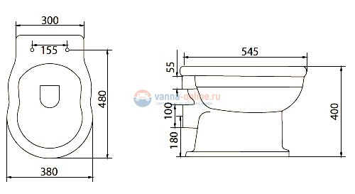 Приставной унитаз BelBagno Boheme BB115CB