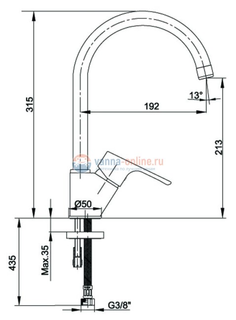 Смеситель E.C.A Niobe 102118098EX для кухни