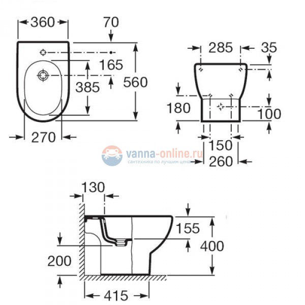 Биде Roca Meridian-N 357244000, напольное Биде Roca Meridian-N 357244000, напольное
