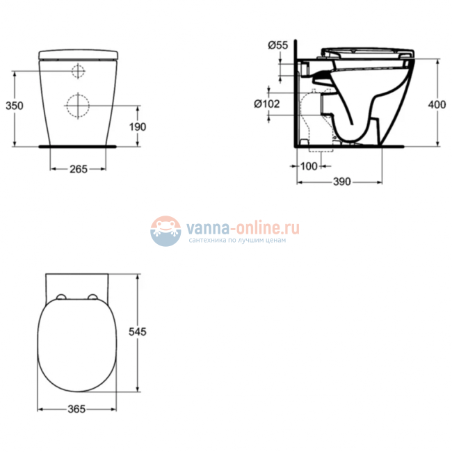 Напольный пристенный унитаз-соло Ideal Standard CONNECT E803401