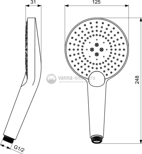Душевая лейка ?125 мм Ideal Standard IDEALRAIN EVO JET B1759AA для душа