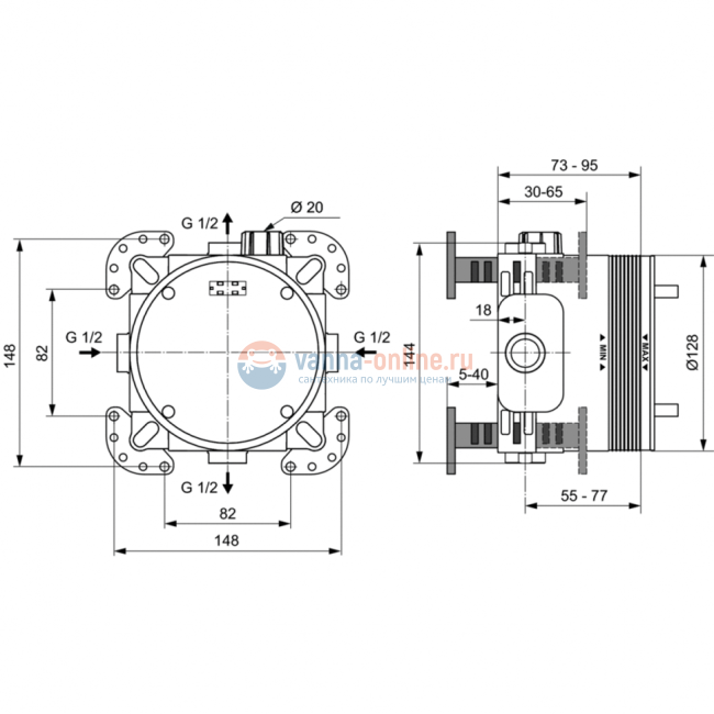 Промо комплект "ВСЕ для встройки ALL IN ONE" Ideal Standard CERATHERM C100 A7572A5
