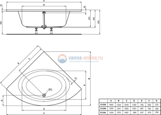 Встраиваемая угловая акриловая ванна 130х130 см Ideal Standard E124901 CONNECT AIR Встраиваемая угловая акриловая ванна 130х130 см Ideal Standard E124901 CONNECT AIR