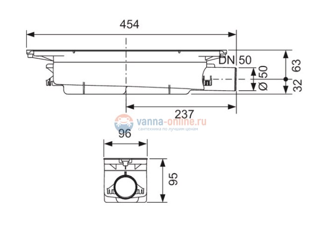 Сифон TECE Drainprofile 673002 стандартный DN50, боковой слив