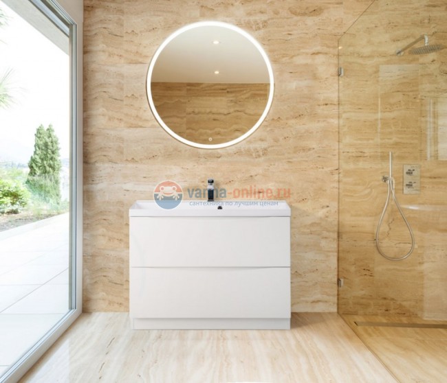 Тумба c раковиной BelBagno Marino MARINO-800-2C-PIA-BL-P, 80 х 45 х 80 см, Bianco Lucido - белый глянец