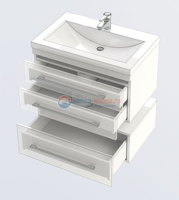 Тумба с раковиной Aquanet Нота 75 (005) 00171487, цвет белый Тумба с раковиной Aquanet Нота 75 (005) 00171487, цвет белый