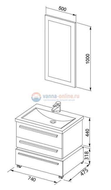 Тумба с раковиной Aquanet Нота 75 (005) 00171487, цвет белый Тумба с раковиной Aquanet Нота 75 (005) 00171487, цвет белый