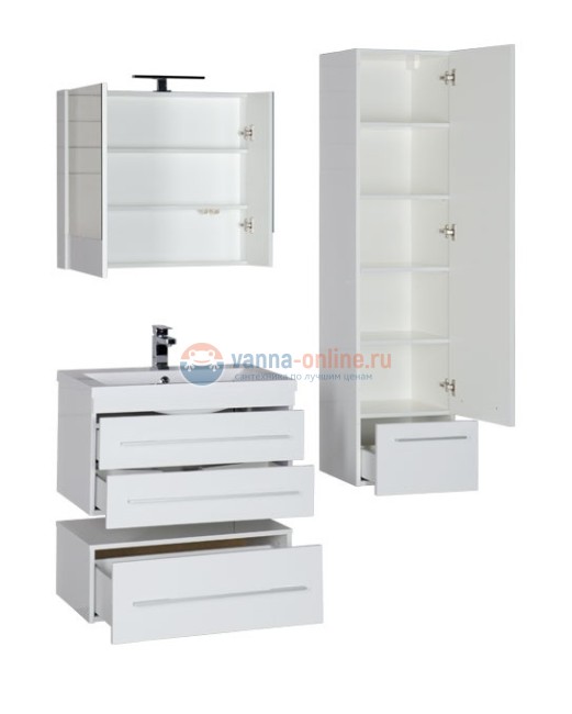 Тумба с раковиной Aquanet Нота 75 (005) 00171487, цвет белый Тумба с раковиной Aquanet Нота 75 (005) 00171487, цвет белый