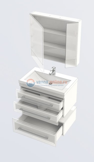 Тумба с раковиной Aquanet Нота 75 (005) 00171487, цвет белый Тумба с раковиной Aquanet Нота 75 (005) 00171487, цвет белый