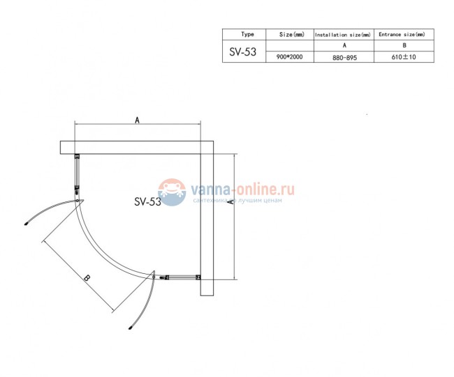 Душевой уголок RGW SV-53 06325399-11 90x90 см четверть круга, стекло прозрачное, хром