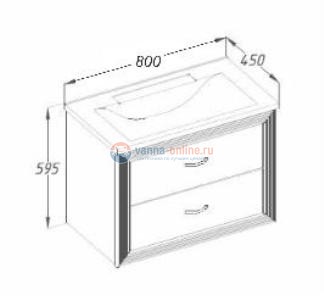 Тумба под раковину Opadiris Карат 80 см, 00-00003518, подвесная, белый глянцевый с серебряной патиной