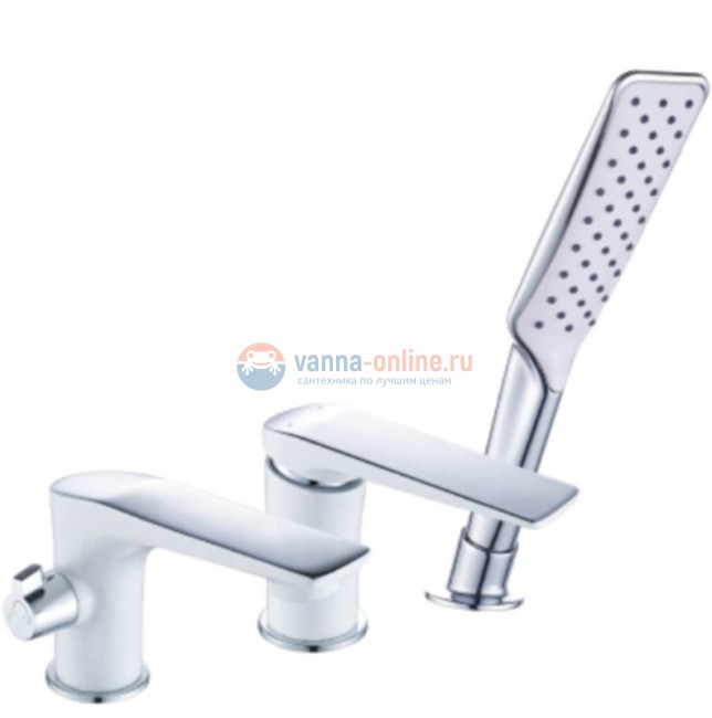 Смеситель для ванны Lemark Allegro LM5945CW с аксессуарами, хром/белый Смеситель для ванны Lemark Allegro LM5945CW с аксессуарами, хром/белый
