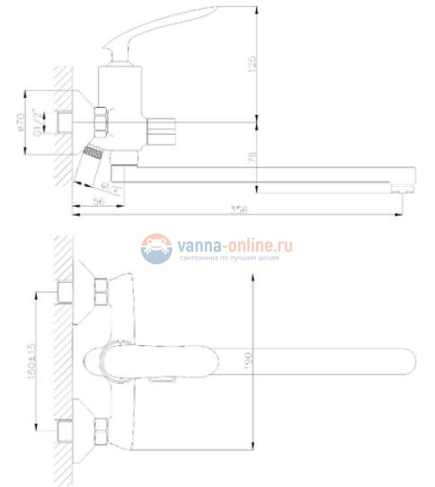 Смеситель Rush Island IS6535-51 для ванны и душа, хром Смеситель Rush Island IS6535-51 для ванны и душа, хром