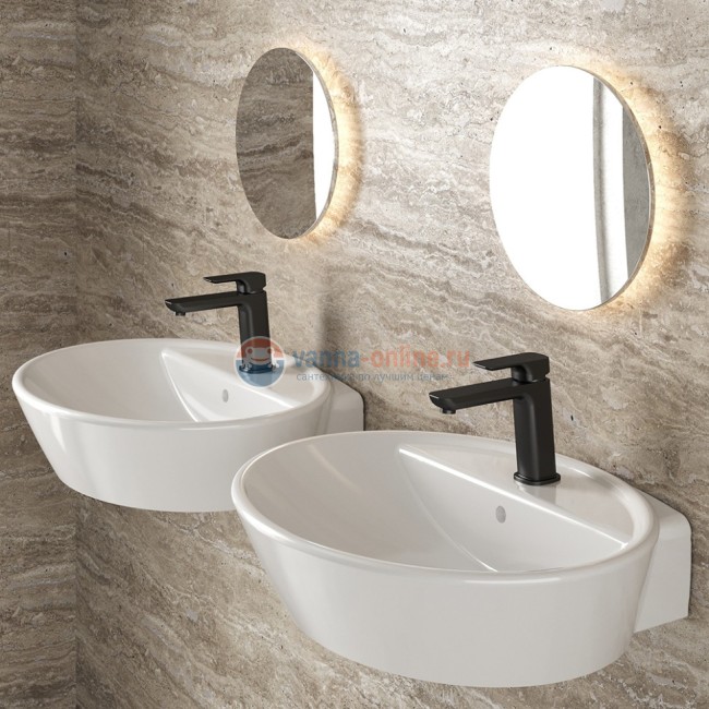 Смеситель для раковины Paini Nove с длинным изливом и донным клапаном, черный матовый