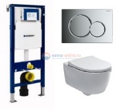 Инсталляция Geberit с безободковым унитазом Geberit iCon Rimfree 204060000, сиденье микролифт клавиша хром, комплект Инсталляция Geberit с безободковым унитазом Geberit iCon Rimfree 204060000, сиденье микролифт клавиша хром, комплект