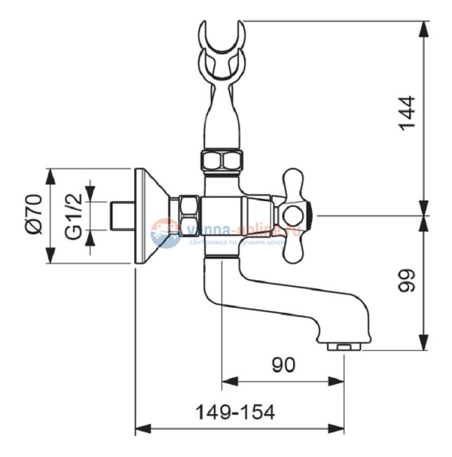 Смеситель для ванны и душа Vidima Retro BA354AA, хром Смеситель для ванны и душа Vidima Retro BA354AA, хром