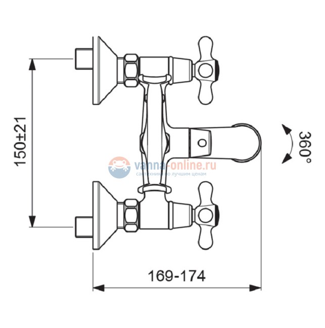 Смеситель для ванны и душа Vidima Retro BA354AA, хром Смеситель для ванны и душа Vidima Retro BA354AA, хром