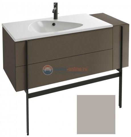 Тумба под раковину Jacob Delafon Nouvelle Vague 120 EB3034-N21, 3 ящика, с выступом, цвет - серый титан глянцевый