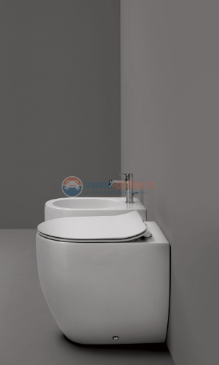 Приставной унитаз Kerasan Flo ,безободковый 52см, слив в стену, цвет белый