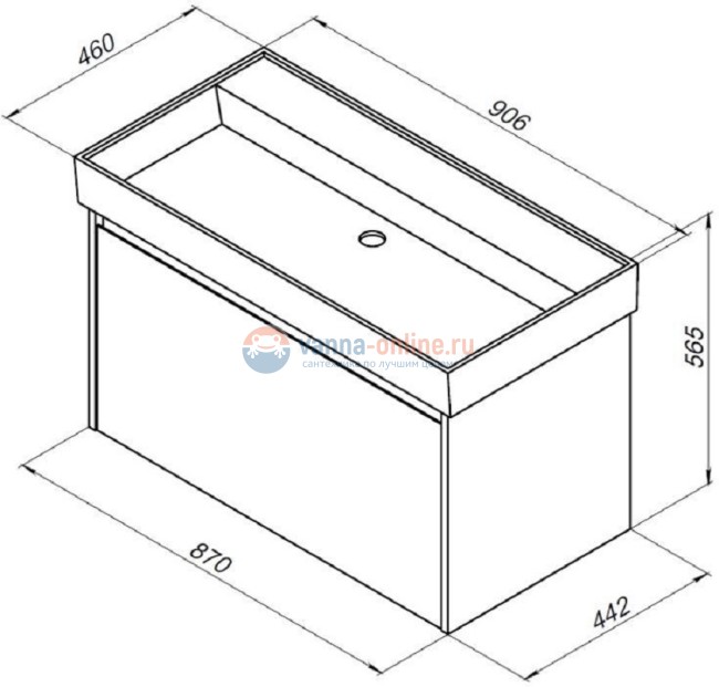 Тумба с раковиной Aquanet Nova Lite 90, 1 + 1 ящик в ящике, белый глянец