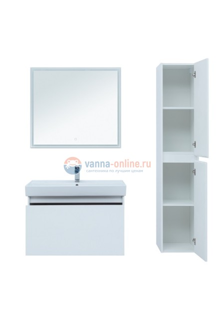 Тумба с раковиной Aquanet Nova Lite 90, 1 + 1 ящик в ящике, белый глянец