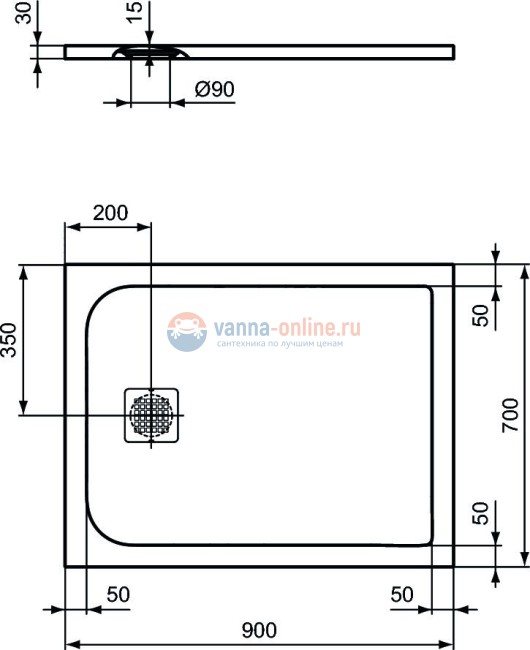 Душевой поддон 90х70 см Ideal Standard K8190FR ULTRAFLAT S Душевой поддон 90х70 см Ideal Standard K8190FR ULTRAFLAT S