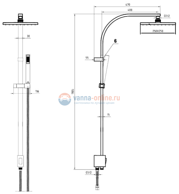 Душевая система E.C.A Tiera 102158012EX, хром