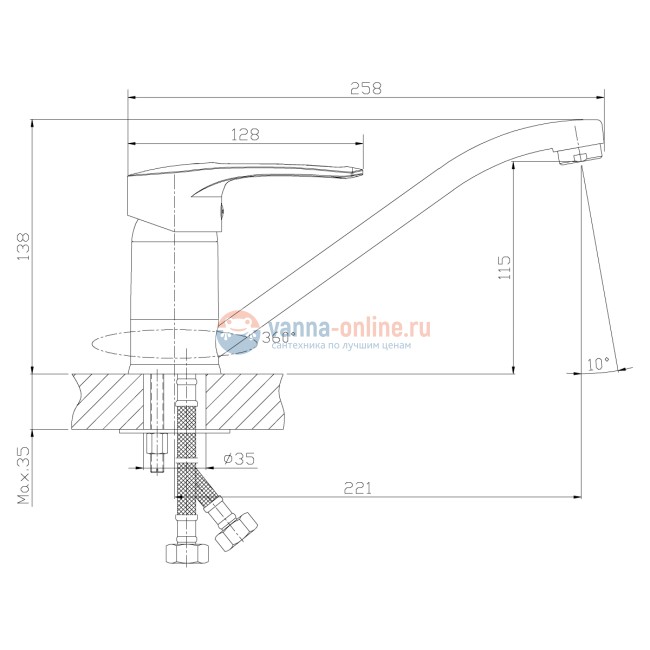 Смеситель Rossinka T40-21 для кухни