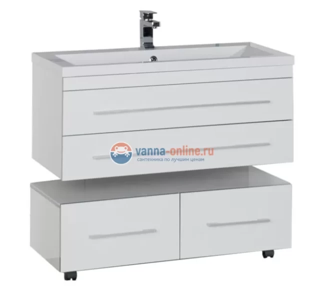 Тумба под раковину Aquanet Верона 90 подвесная 00172335, цвет белый
