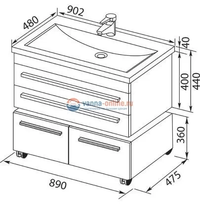 Тумба под раковину Aquanet Верона 90 подвесная 00172335, цвет белый