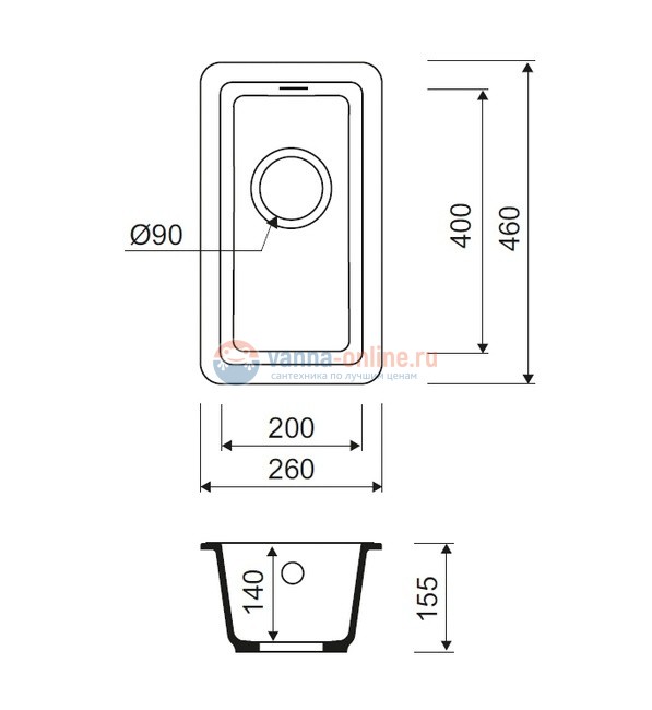 Кухонная мойка Iddis Tanto TU1W261i87 26 x 46 x 15.5 см, Granucryl, для подстольного монтажа, белый Кухонная мойка Iddis Tanto TU1W261i87 26 x 46 x 15.5 см, Granucryl, для подстольного монтажа, белый
