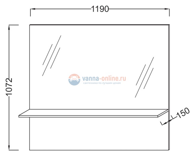 Зеркало Jacob Delafon Struktura 119 см, розовое дерево, EB1215-E13, с полкой