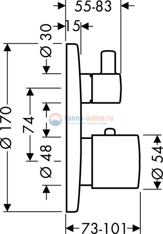 Смеситель Hansgrohe Ecostat S 15701000 для душа внешняя часть