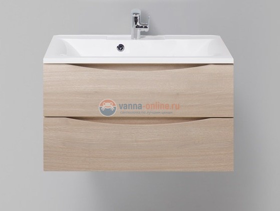 Тумба с раковиной BelBagno Marino MARINO-800-2C-SO-RG-P, 80 х 45 х 55 см, Rovere Grigio - светлое дерево